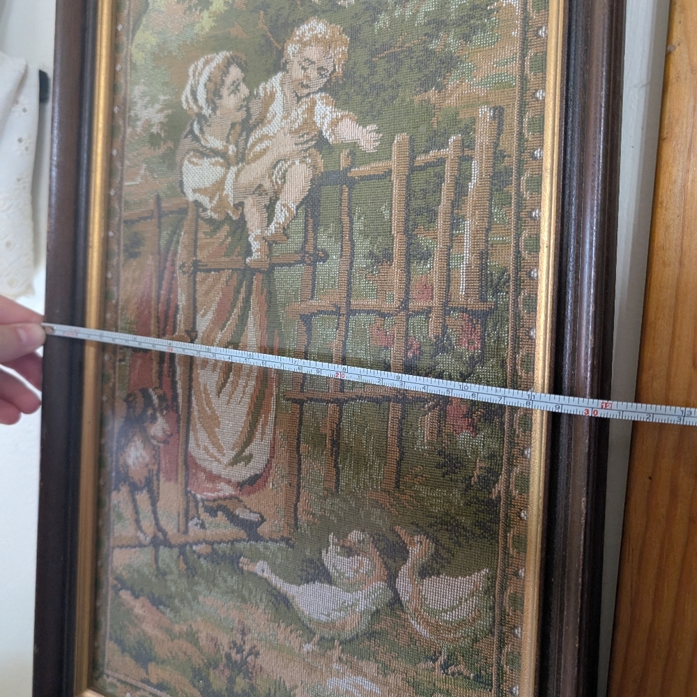 Beautifully Framed Tapestry French Or Victorian Style Antique Vintage Farmhouse - Picture 15 of 17